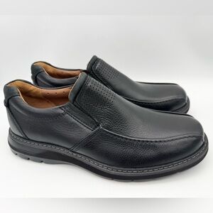 Clarks Un Ramble Step Casual Slip On Black Leather Shoes Men's Size 8.5 M